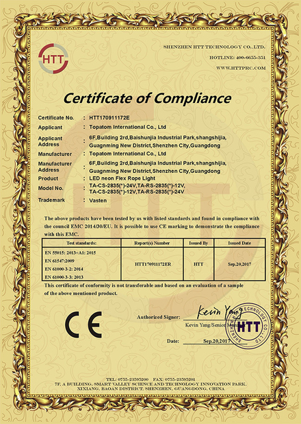 Porcellana Shenzhen Vasten lighting Co.,ltd Certificazioni